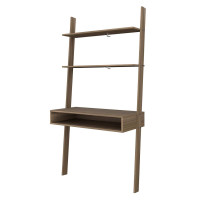 Manhattan Comfort 193AMC23 Cooper Ladder Desk with 2 Floating Shelves in Oak